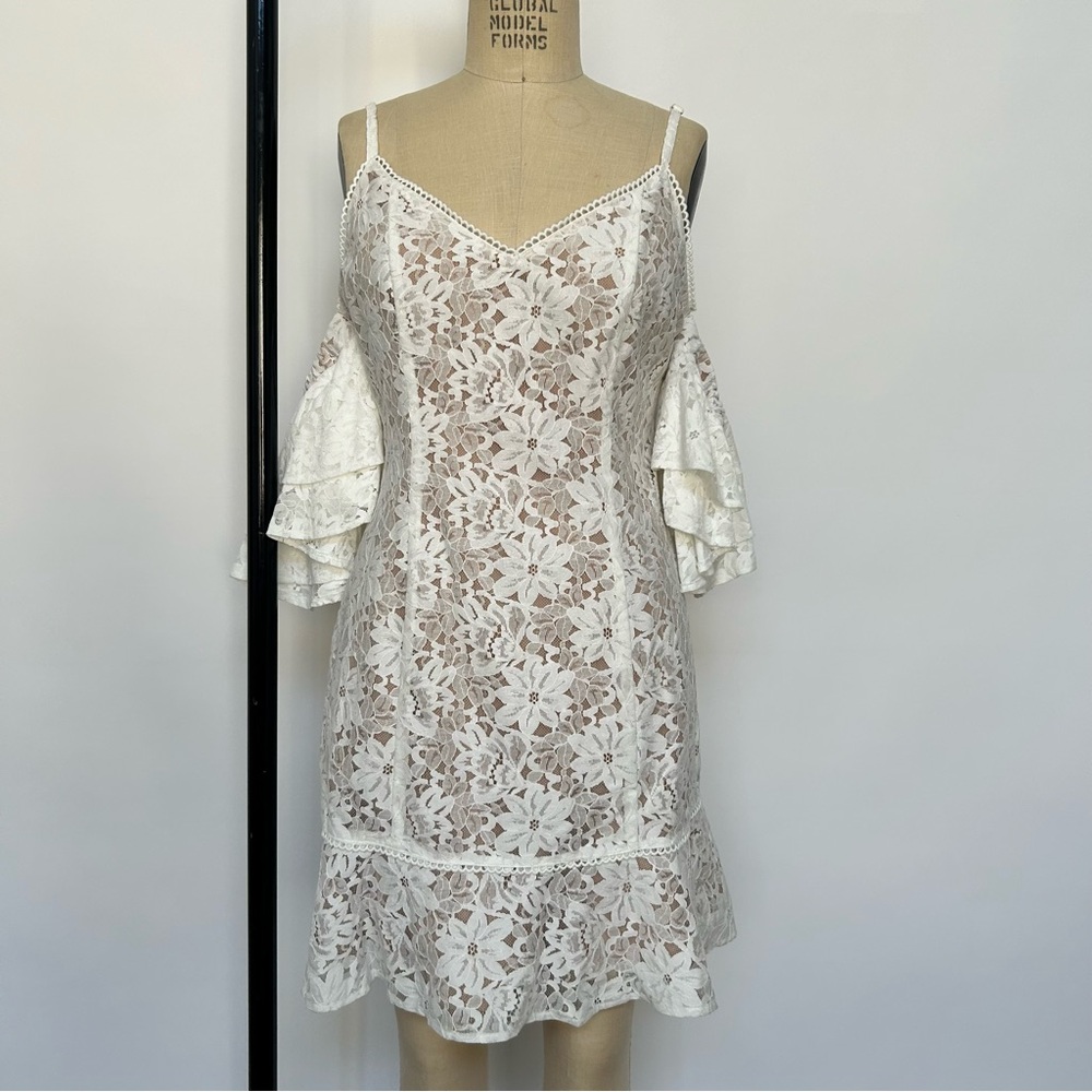 Dotti White Floral Lace Off-Shoulder Dress